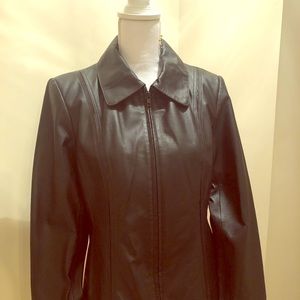 Black leather zip up blazer
